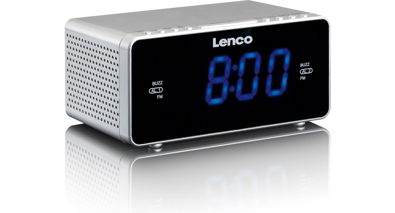 Lenco CR-520SI - met USB-ingang - Dubbel alarm - Zilver - CoolSound.nl